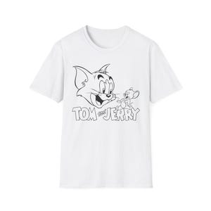 Tom and Jerry Unisex Softstyle T-Shirt, Cartoon Tee, Vintage Style Shirt, Cute Graphic Tee