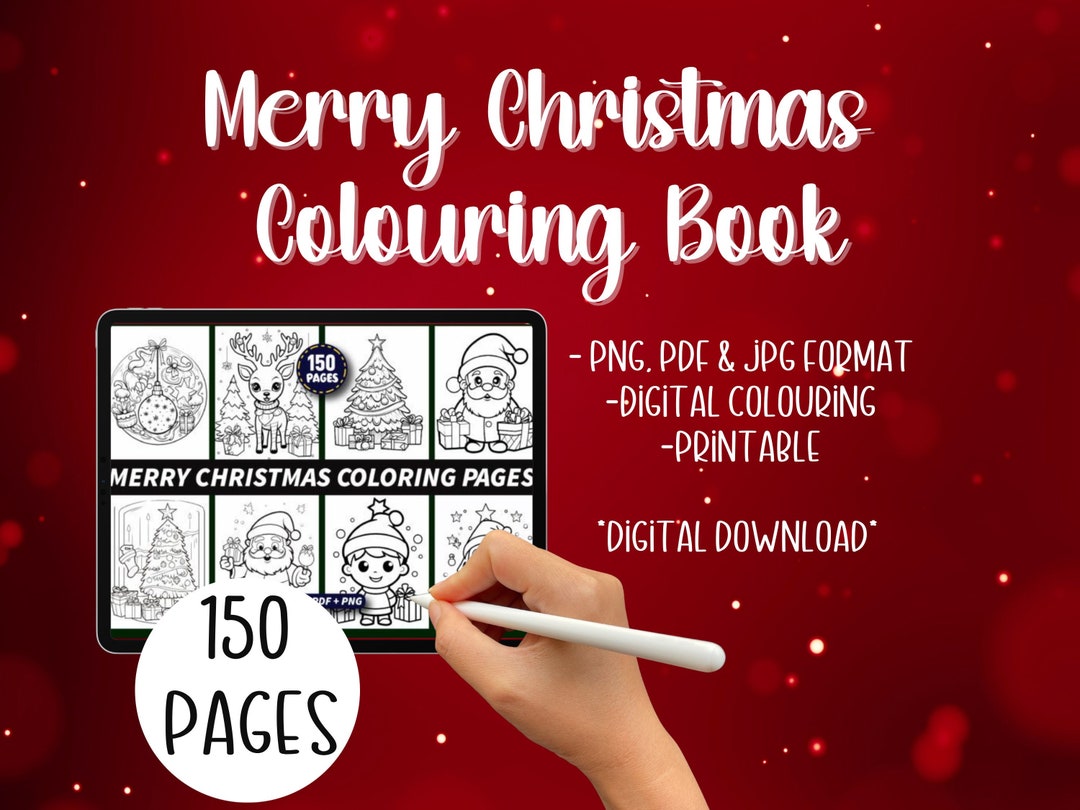 150 Merry Christmas Colouring Pages Kids Colouring Book Etsy