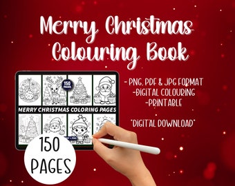 150 pagine da colorare di Buon Natale, libro da colorare per bambini, libro da colorare stampabile, libro da colorare digitale