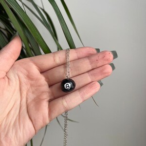 indie y2k street style 8ball silver necklace