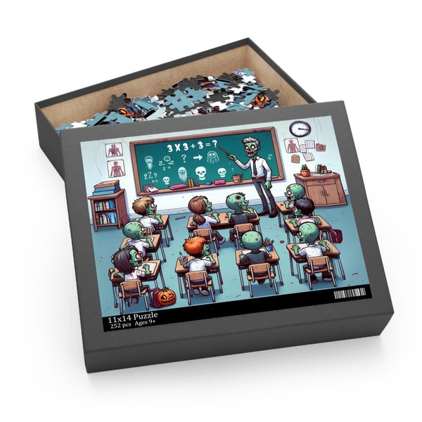 Zombie Classroom Capers Teacher Appreciation Puzzle - Whimsical Fun in 120/252/500 Pieces