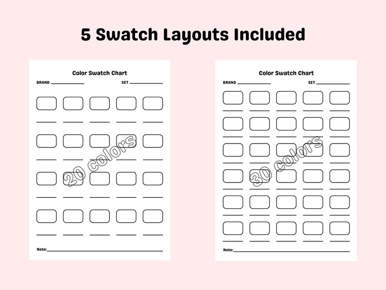 Swatch Rectangular Artist Color Swatch Chart Printable, Marker Pencil Swatch Template (PDF ...