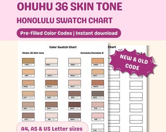 Ohuhu 36 Skin Tone Swatch Chart, Marker Color Tracker (Digital Download)