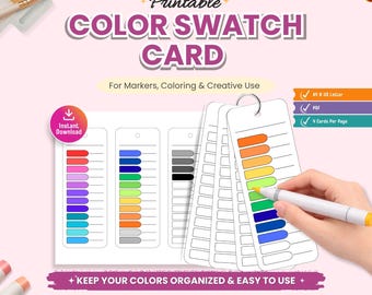 Printable Marker Swatch Cards | A4/US Letter Color Organizer (Digital Download)