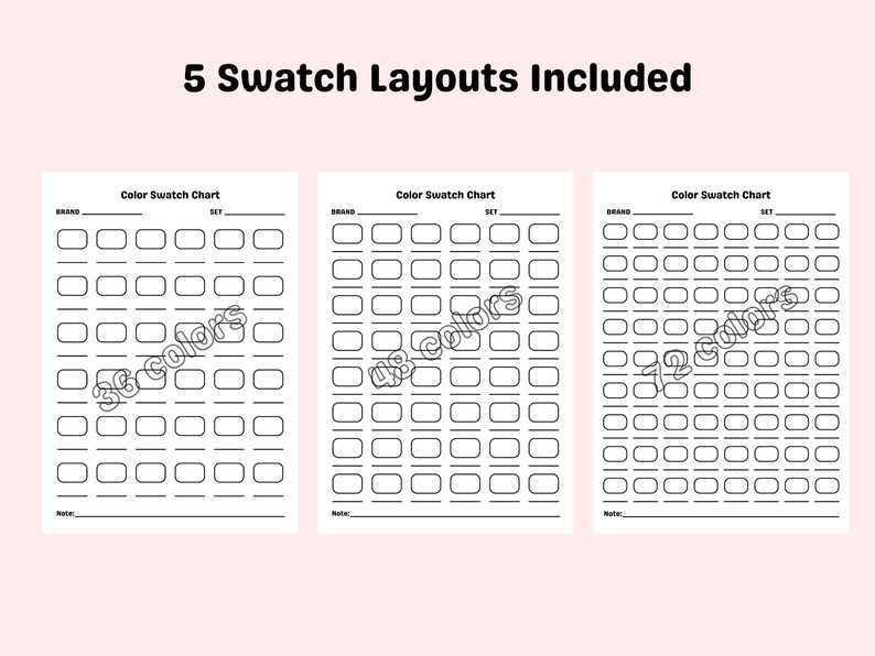 Swatch Rectangular Artist Color Swatch Chart Printable, Marker Pencil Swatch Template (PDF ...