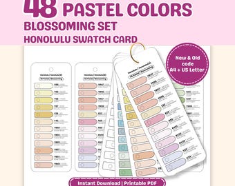 48 Pastel Marker Swatch Cards, Blossoming Set, Honolulu Color Chart (Digital Download)