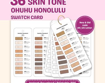 36 Skin Tone Swatch Cards, Ohuhu Honolulu Marker Color Chart (PDF Download)