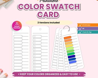 Printable Color Swatch Cards | Marker, Watercolor, Pencil Organizer (Digital Download)