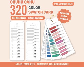 Ohuhu Oahu 320 Color Swatch Cards, Marker Reference (Digital Download)