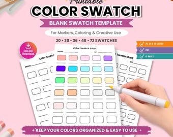 Printable Color Swatch Chart Template (Digital Download)