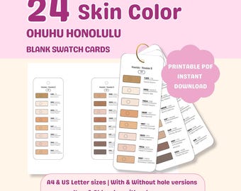 Ohuhu Honolulu Skin Tone Swatch Cards, Marker Color Chart (A4 US Letter)
