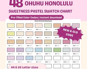Ohuhu 48 Pastel Marker Swatch Chart (Sweetness Set) (Digital Download)