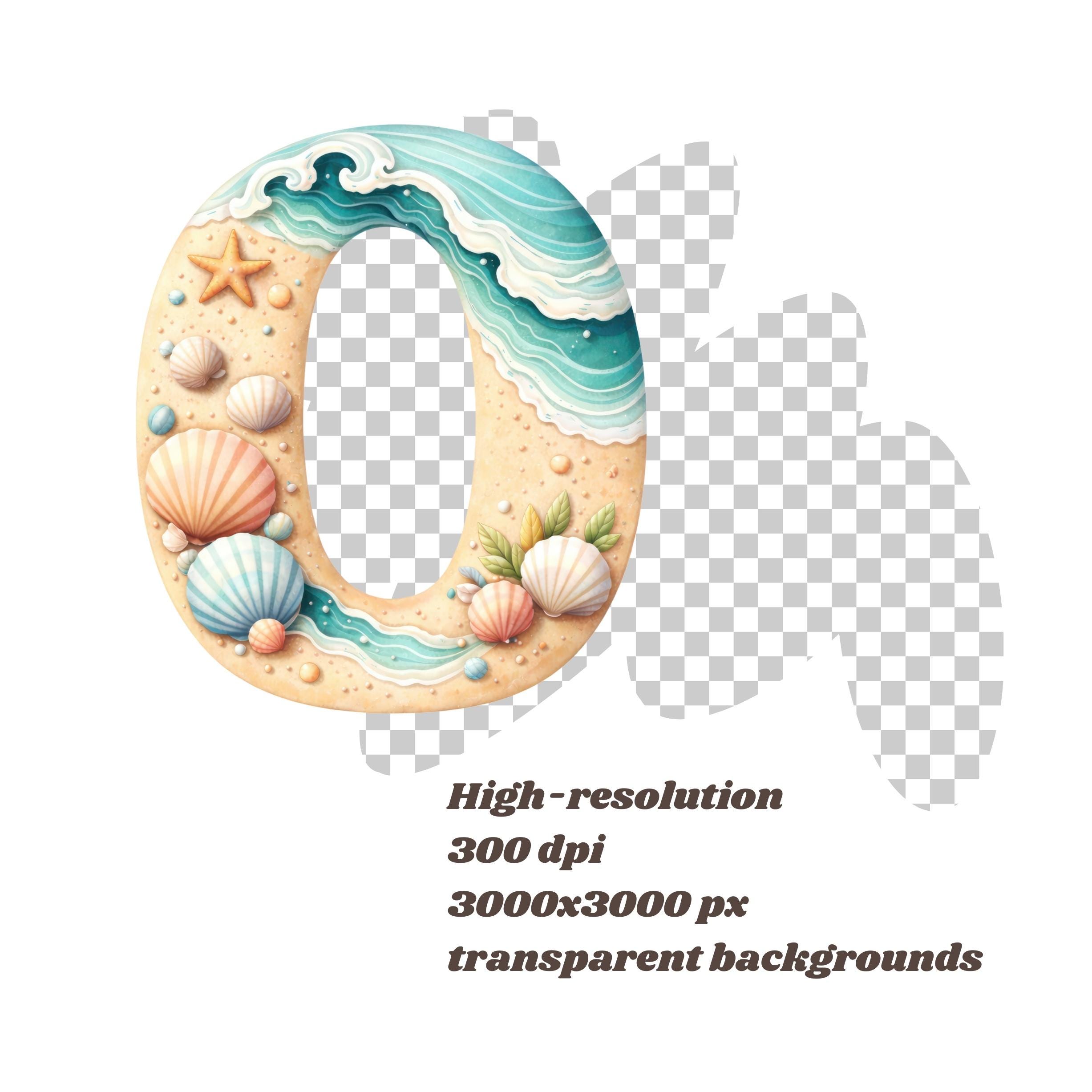 Watercolor Beach Numbers Clipart (0–9) | Coastal Ocean Themed Number ...