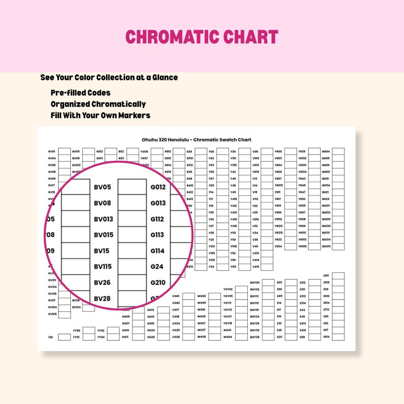 Ohuhu Honolulu 320 Swatch Chart & Swatch Cards Bundle, Marker Color ...