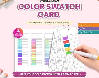 Printable Marker Swatch Card Template | A4 US Letter (Digital Download)