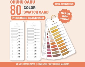 Ohuhu Oahu 80 Color Swatch Cards, Marker Tracker PDF (Digital Download)
