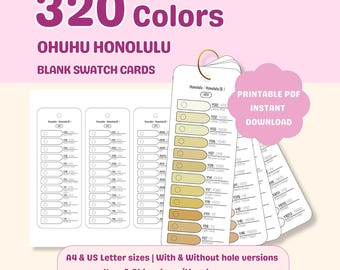 Ohuhu Honolulu 320 Colors Swatch Cards, Marker Chart, Organizer (Digital Download)