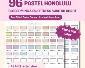 Ohuhu Pastel Honolulu Marker Swatch Chart (96 Colors) (Digital Download)