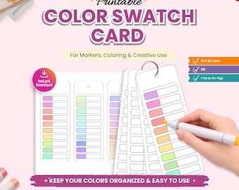 Printable Color Swatch Cards | Marker Organization Template (A4/US Letter)