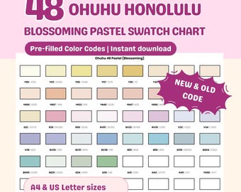 Ohuhu 48 Pastel Marker Swatch Chart (Blossoming Set) (Digital Download)