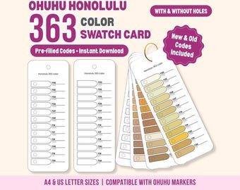Ohuhu Honolulu 363 Color Swatch Cards, Marker Tracker PDF (Digital Download)