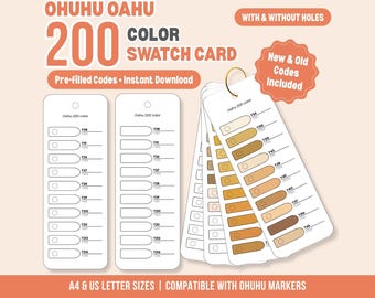 Ohuhu Oahu 200 Color Swatch Cards, Printable Marker Reference (PDF Download)