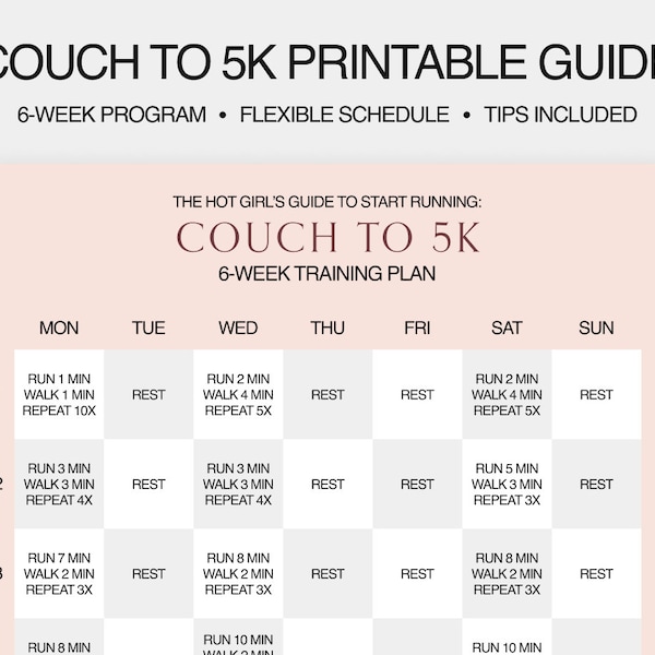 That Girl Ultimate Couch to 5K Running Program Guide for Women - Printable Digital Download - Get Fit, Feel Confident, and Burn Fat