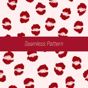 Seamless Abstract Pattern | Leopard Animal Print | Red Pink Lipstick Artwork | Minimalistic Design