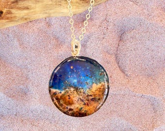 Sterling Silber Meteorit Anhänger - Handgemachtes kosmisches Halskette Geschenk