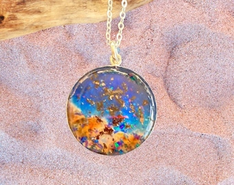 Sterling Silber Meteorit Anhänger - Handgemachtes kosmisches Halskette Geschenk