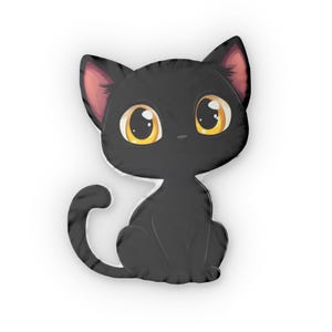 Cartoon Black Cat Shaped Pillow, Black Cat Pillow, Cat Pillow