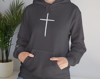 Sudadera unisex con capucha y cruz, sudadera cristiana, regalo religioso, jersey para hombre y mujer, camiseta con capucha con las Escrituras