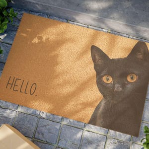 Black Cat Doormat, Cat Doormat, Hello Doormat