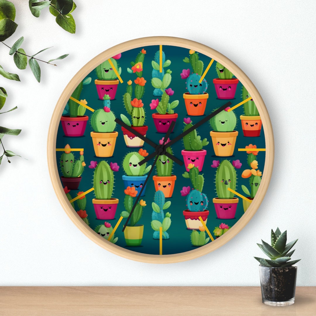 Cute Cactus Wall Clock - Etsy