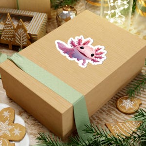 Stickers Axolotl Kiss-Cut, Décoration animalière aquarelle, Stickers ordinateur portable, Cadeaux pour les amoureux de la nature, Stickers esthétiques