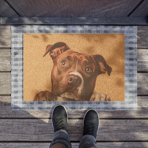 American Pit Bull Terrier Doormat, Pit BullDog Doormat, Bully Dog Doormat, Hello Doormat