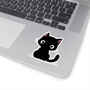 Stickers mignons chat noir, cadeaux pour amoureux des chats, décoration pour ordinateur portable, agenda autocollants, autocollants kawaii, accessoires pour propriétaires d'animal de compagnie
