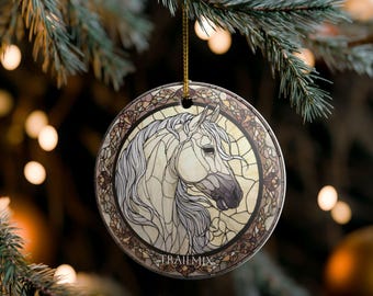 Adorno de caballo con vitral personalizado: regalo de cerámica equina