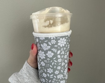 Sage Floral Drink Sleeves, Reusable Drink Sleeves, Coffee Sleeves, Cold Drinks, Hot Drinks, Drink Sleeves, Beverage Sleeves, Cottage Core