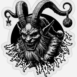 Pegatina de Krampus con las mejores fiestas: alt goth emo metal edgy hardcore navidad santa