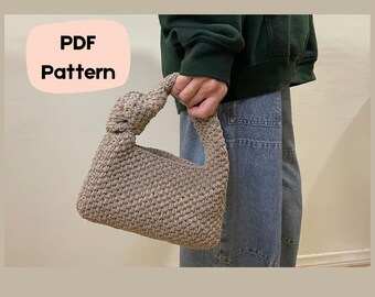 Mini Crochet Bag PATTERN – Mini Hobo Style Side Knot Detail Handbag, Modern Aesthetic and Iconic, Easy to Make with Pictures Instruction