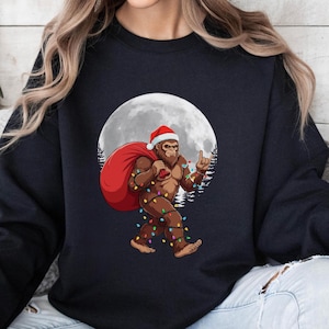 Bigfoot Santa Christmas Lights Shirt,Bigfoot Santa Christmas,Christmas Lights Shirt, Bigfoot Merry Tee, Sasquatch Christmas, Bigfoot Lover