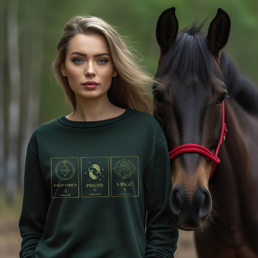 Custom BIG THREE Zodiac Signs Sweatshirt, Custom Sun Moon & Rising Sign Sweatshirt, Cottagecore