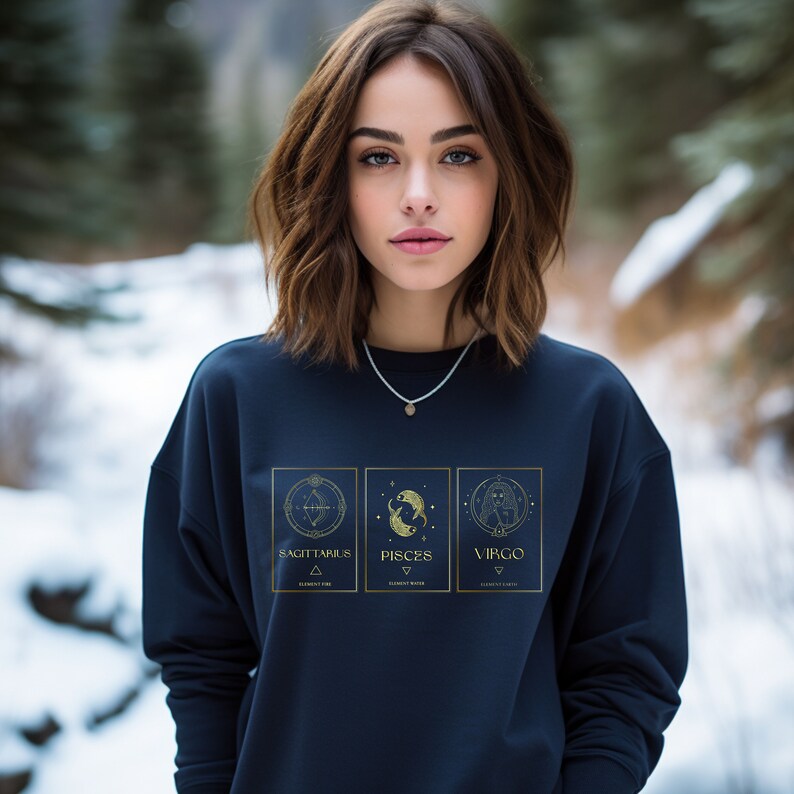 Custom BIG THREE Zodiac Signs Sweatshirt, Custom Sun Moon & Rising Sign Sweatshirt, Cottagecore
