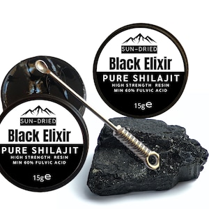 SUN-DRIED Shilajit Resin - 15g. Purest Form. Potent. Min 60% Fulvic Acid. 85+ Minerals. Lab Tested. Organic. Anti-oxidant. For Men & Women