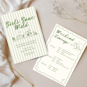 Invitation nuptiale de douche de camp Bachelorette | Modèle de thème de camping modifiable | Faire-part glamping imprimable pour mariée | Téléchargement DIY