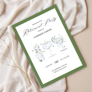 Men&#39;s Retirement Party Invitation: Minimalist Wine Theme (DIY Printable)
