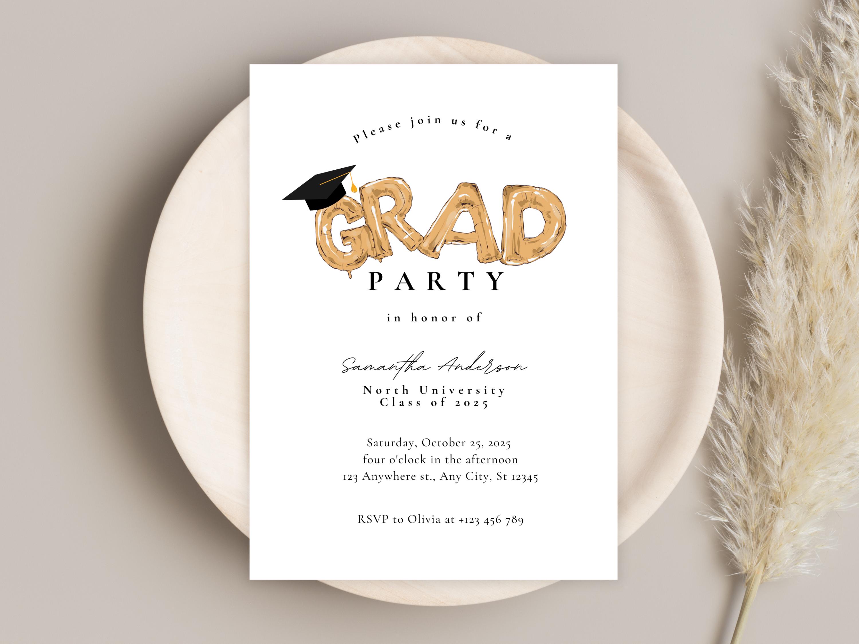 2025 Graduation Party Invitation: Simple Grad Invite (PDF Template) - Etsy