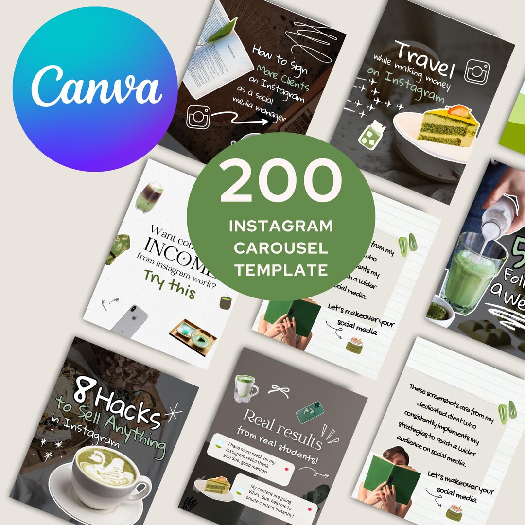 Instagram Carousel Templates Canva 200 Editable IG Posts | Social Media ...