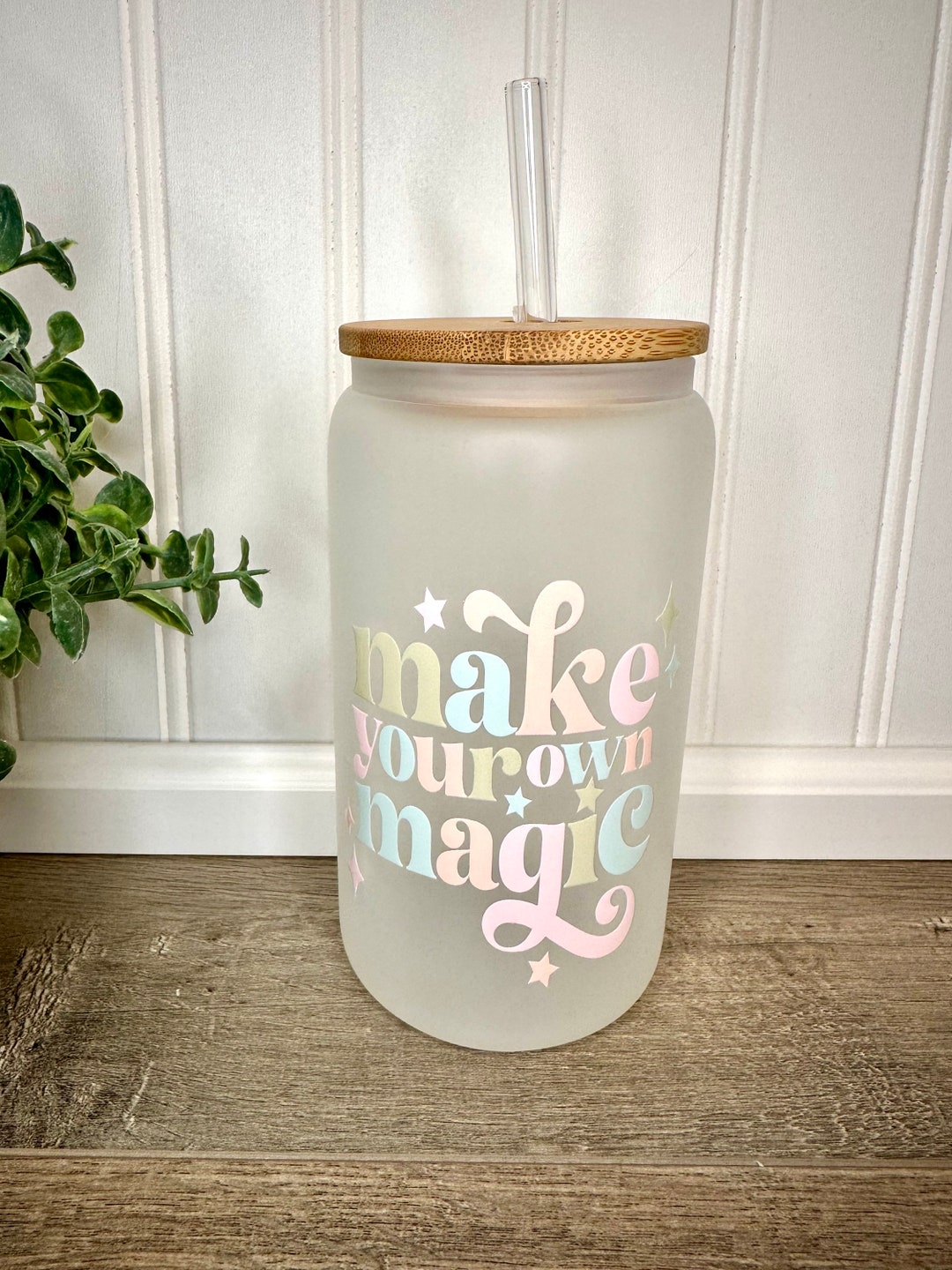 Make Your Own Magic Glass Can Tumbler 18 Oz, Custom Glass Tumbler
